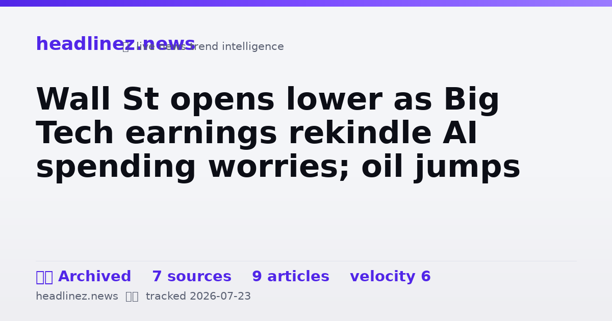 Visual summary for Wall St opens lower as Big Tech earnings rekindle AI spending worries; oil jumps