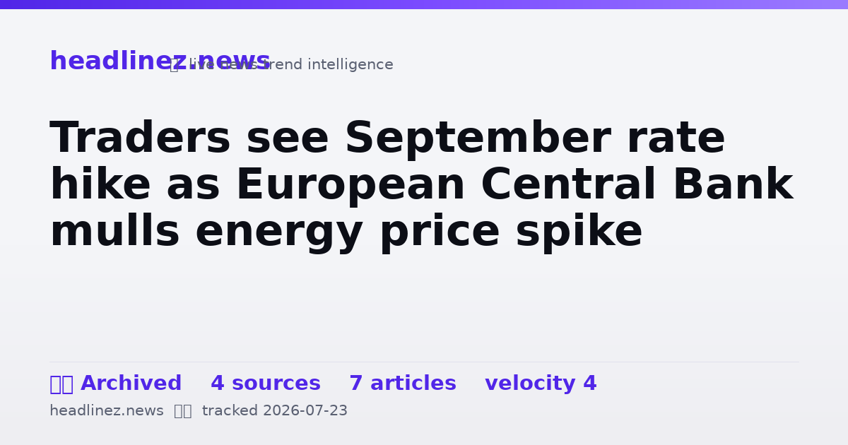 Visual summary for Traders see September rate hike as European Central Bank mulls energy price spike