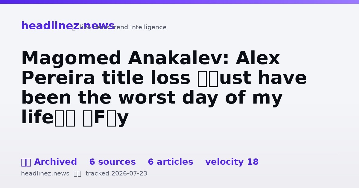 Visual summary for Magomed Anakalev: Alex Pereira title loss ‘must have been the worst day of my life’