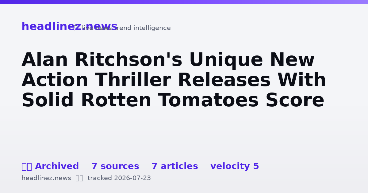 Visual summary for Alan Ritchson's Unique New Action Thriller Releases With Solid Rotten Tomatoes Score
