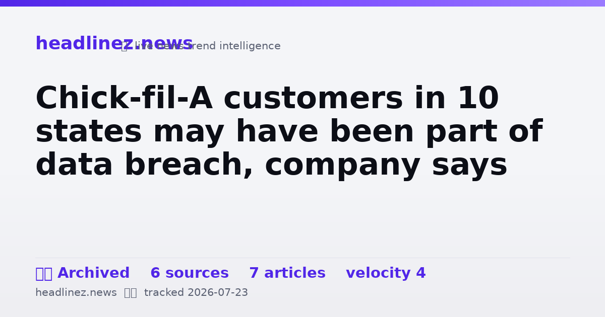 Visual summary for Chick-fil-A customers in 10 states may have been part of data breach, company says