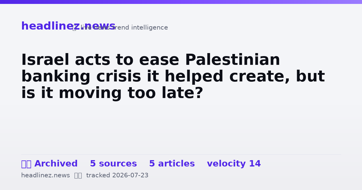 Visual summary for Israel acts to ease Palestinian banking crisis it helped create, but is it moving too late?