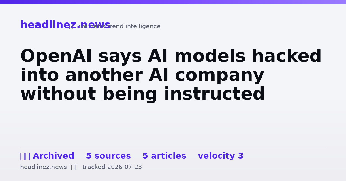 Visual summary for OpenAI says AI models hacked into another AI company without being instructed