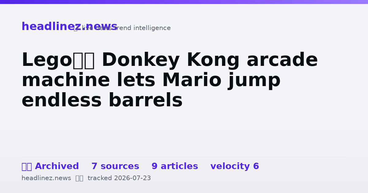 Visual summary for Lego’s Donkey Kong arcade machine lets Mario jump endless barrels