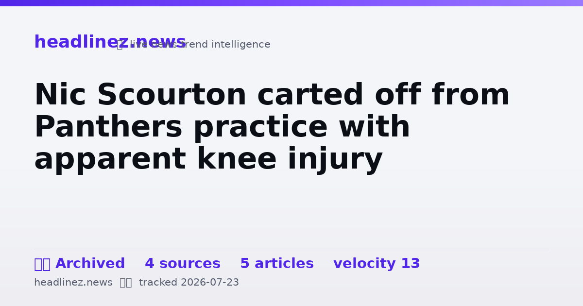 Visual summary for Nic Scourton carted off from Panthers practice with apparent knee injury