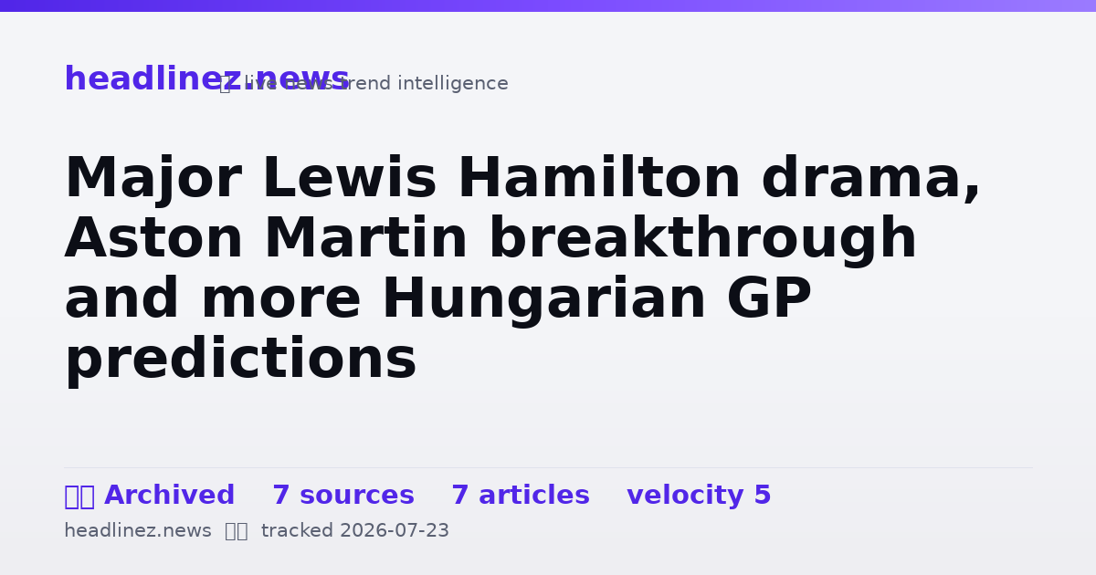 Visual summary for Major Lewis Hamilton drama, Aston Martin breakthrough and more Hungarian GP predictions