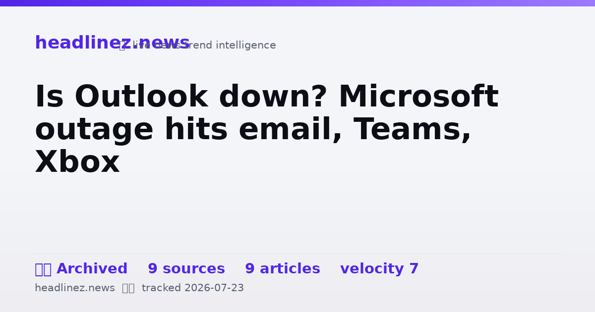 Visual summary for Is Outlook down? Microsoft outage hits email, Teams, Xbox