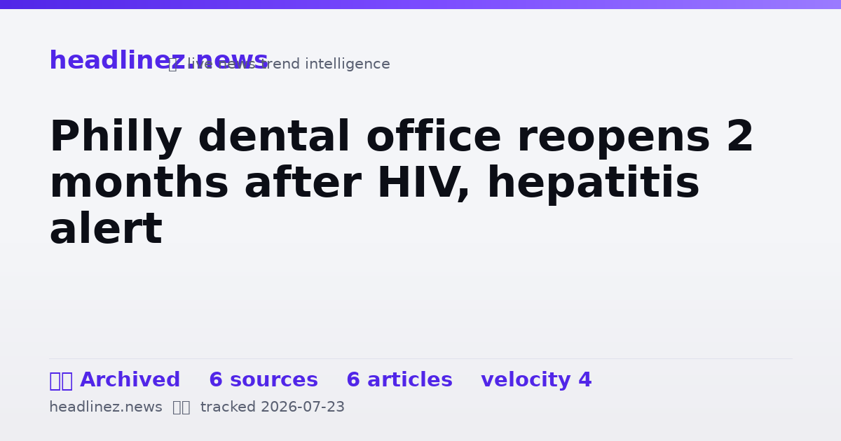 Visual summary for Philly dental office reopens 2 months after HIV, hepatitis alert
