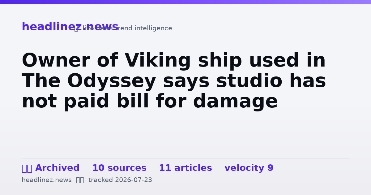 Visual summary for Owner of Viking ship used in The Odyssey says studio has not paid bill for damage
