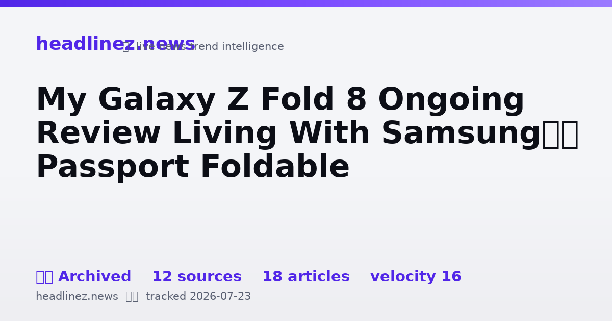 Visual summary for My Galaxy Z Fold 8 Ongoing Review Living With Samsung’s Passport Foldable
