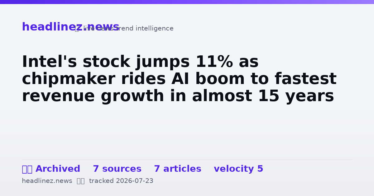 Visual summary for Intel's stock jumps 11% as chipmaker rides AI boom to fastest revenue growth in almost 15 years