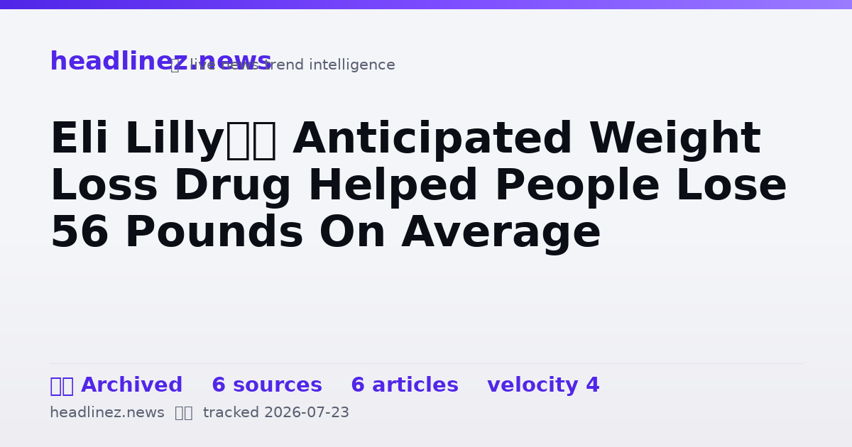 Visual summary for Eli Lilly’s Anticipated Weight Loss Drug Helped People Lose 56 Pounds On Average