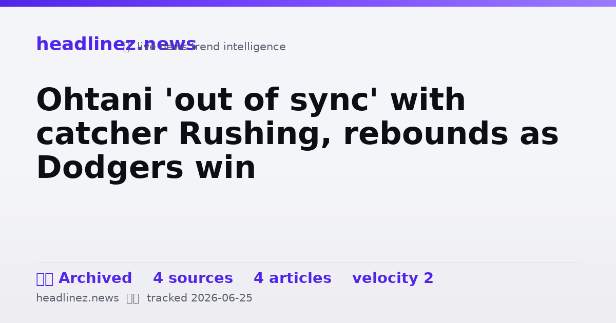Visual summary for Ohtani 'out of sync' with catcher Rushing, rebounds as Dodgers win