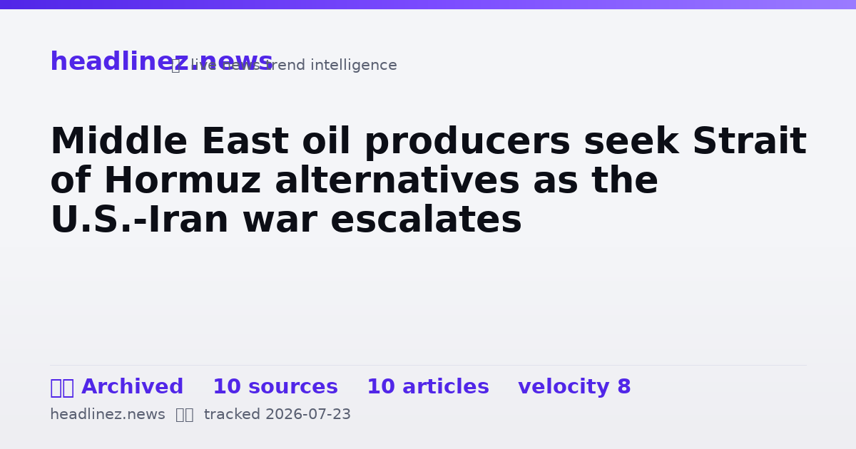 Visual summary for Middle East oil producers seek Strait of Hormuz alternatives as the U.S.-Iran war escalates