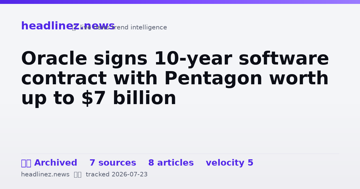 Visual summary for Oracle signs 10-year software contract with Pentagon worth up to $7 billion