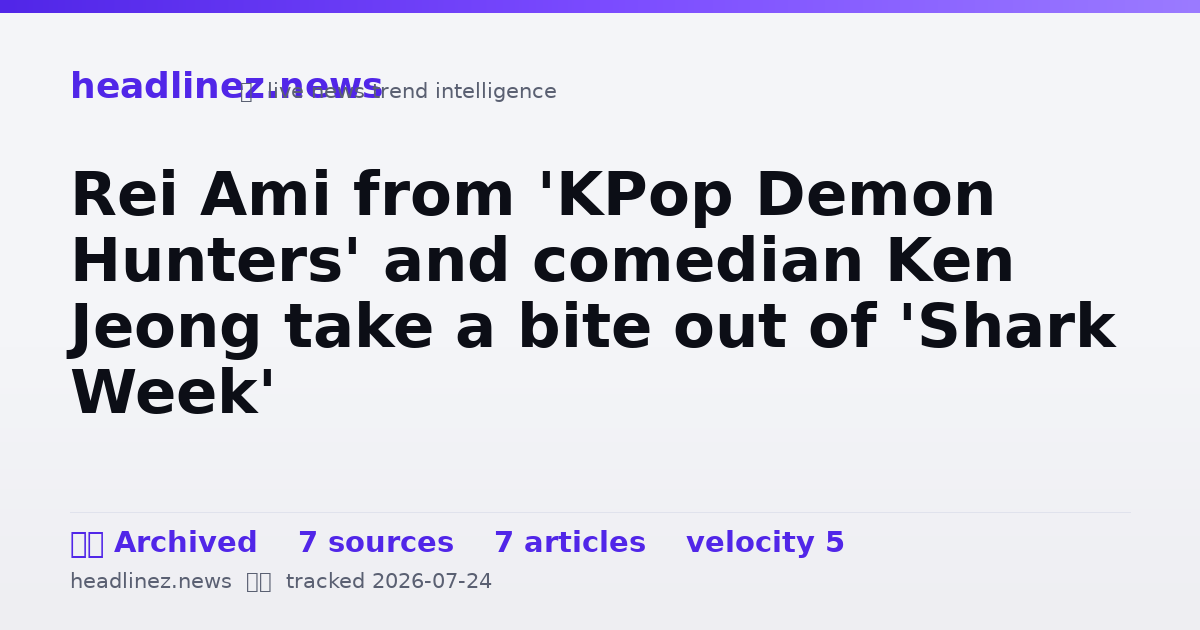 Visual summary for Rei Ami from 'KPop Demon Hunters' and comedian Ken Jeong take a bite out of 'Shark Week'