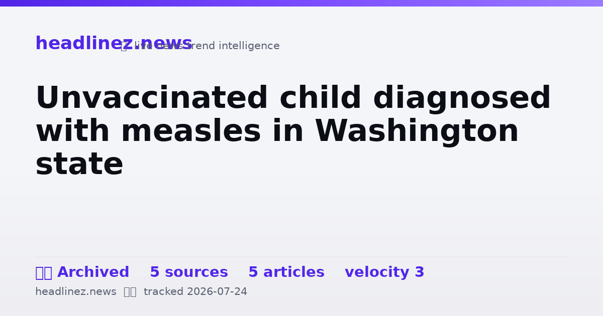 Visual summary for Unvaccinated child diagnosed with measles in Washington state