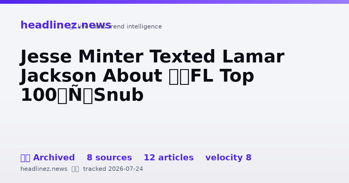 Visual summary for Jesse Minter Texted Lamar Jackson About ‘NFL Top 100’ Snub