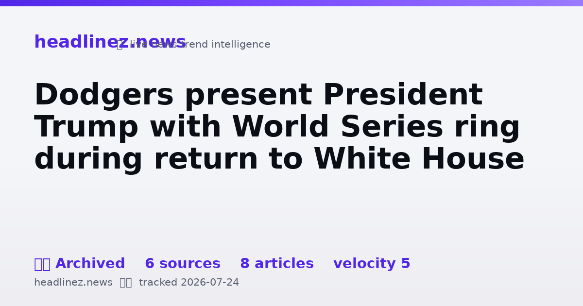 Visual summary for Dodgers present President Trump with World Series ring during return to White House
