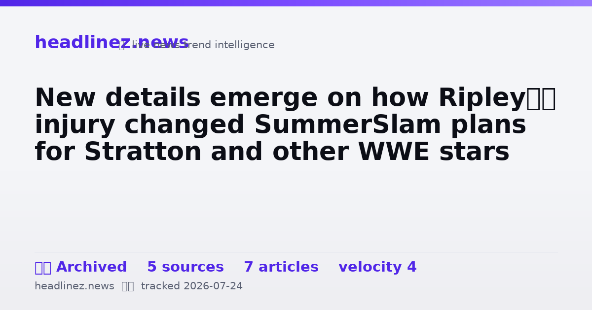Visual summary for New details emerge on how Ripley’s injury changed SummerSlam plans for Stratton and other WWE stars