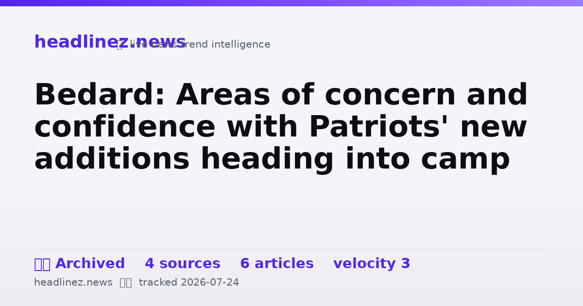 Visual summary for Bedard: Areas of concern and confidence with Patriots' new additions heading into camp