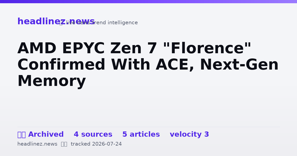 Visual summary for AMD EPYC Zen 7 "Florence" Confirmed With ACE, Next-Gen Memory