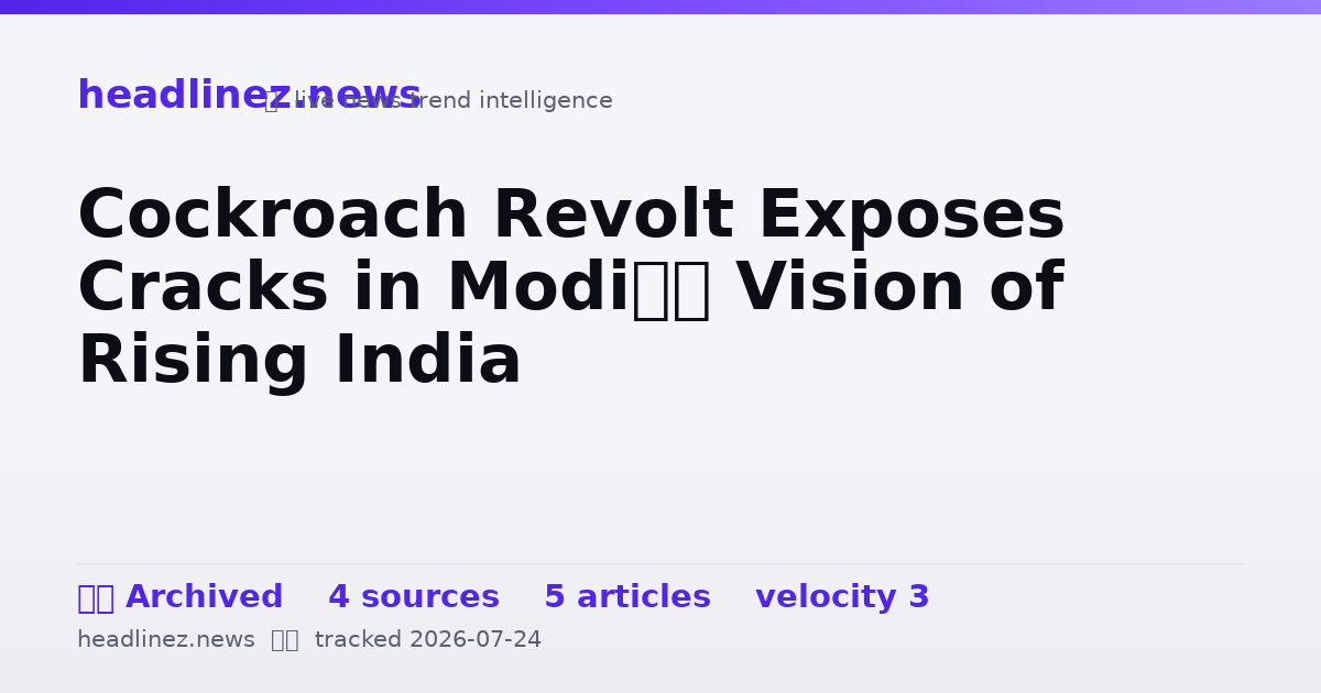 Visual summary for Cockroach Revolt Exposes Cracks in Modi’s Vision of Rising India
