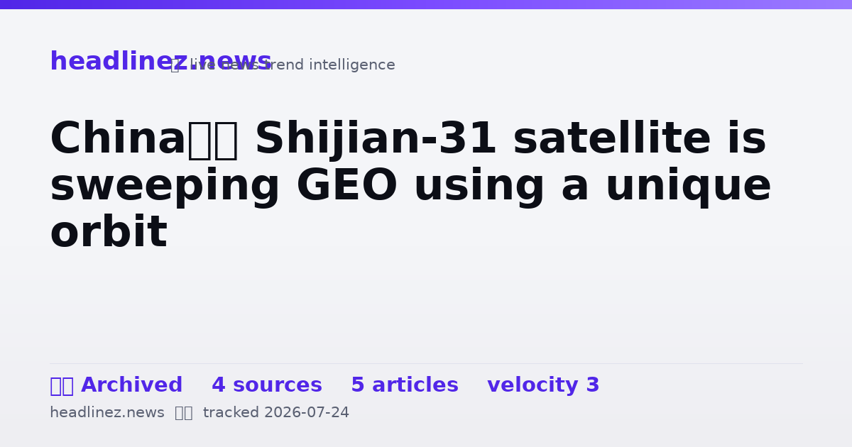 Visual summary for China’s Shijian-31 satellite is sweeping GEO using a unique orbit