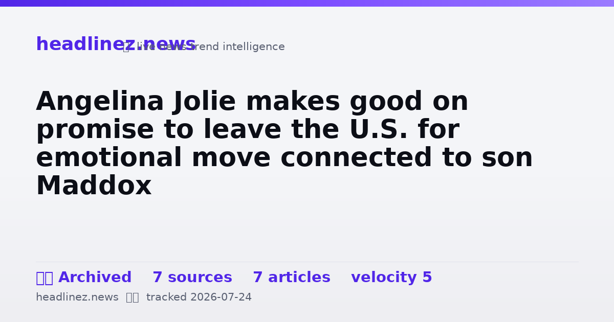 Visual summary for Angelina Jolie makes good on promise to leave the U.S. for emotional move connected to son Maddox