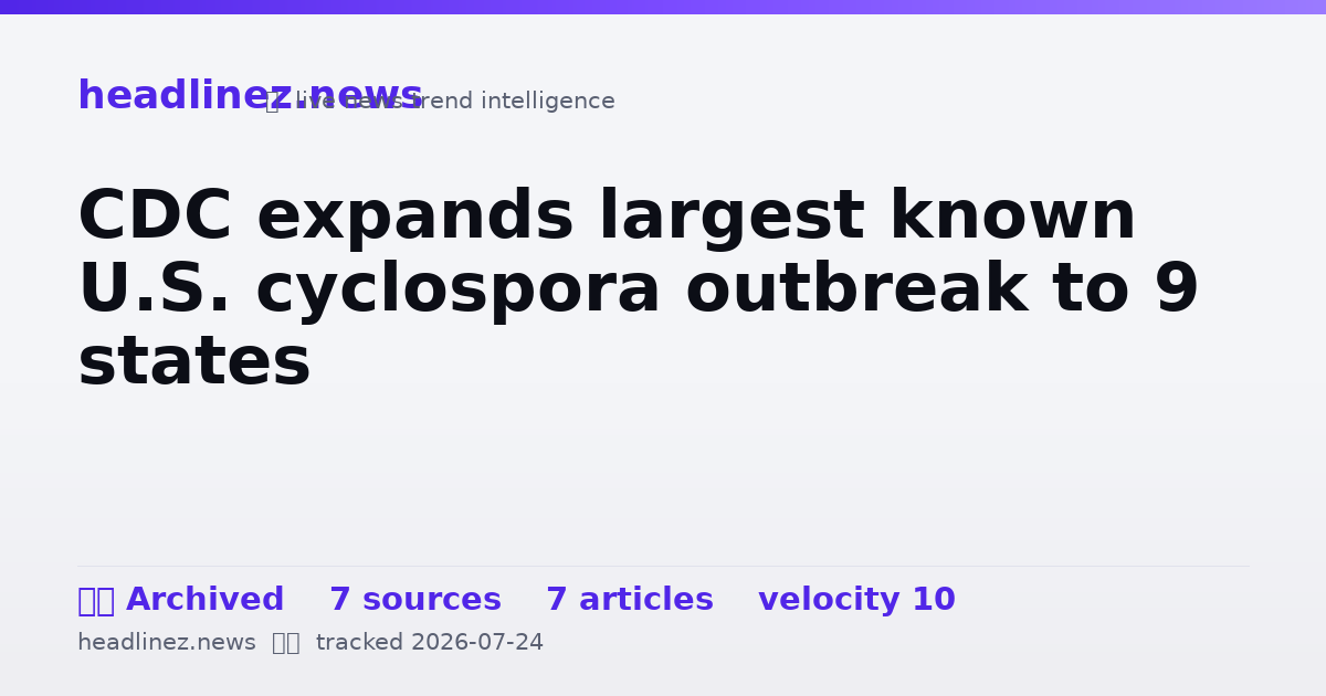 Visual summary for CDC expands largest known U.S. cyclospora outbreak to 9 states
