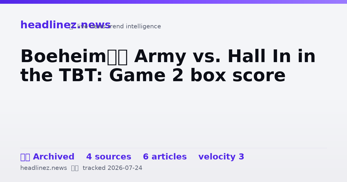 Visual summary for Boeheim’s Army vs. Hall In in the TBT: Game 2 box score