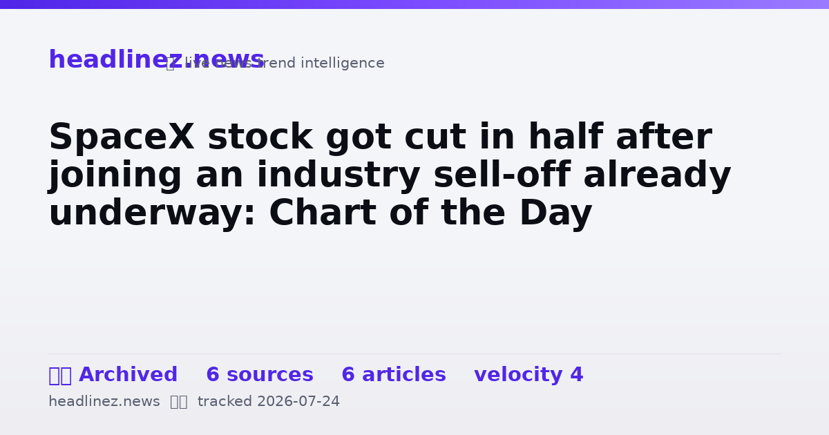 Visual summary for SpaceX stock got cut in half after joining an industry sell-off already underway: Chart of the Day
