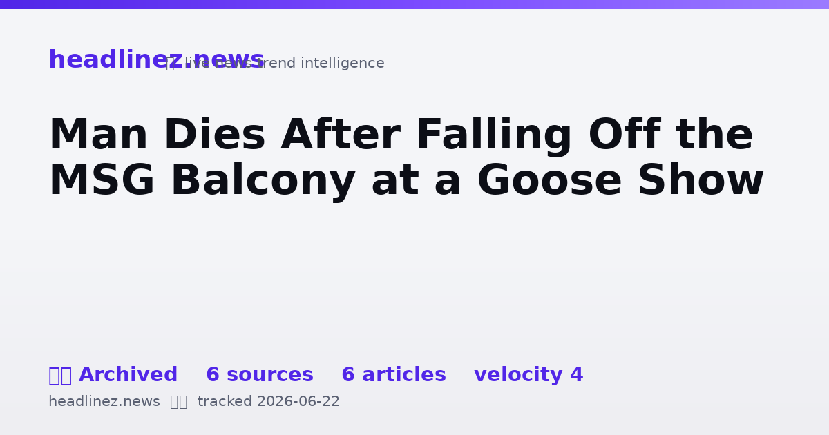 Visual summary for Man Dies After Falling Off the MSG Balcony at a Goose Show
