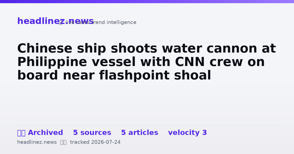 Visual summary for Chinese ship shoots water cannon at Philippine vessel with CNN crew on board near flashpoint shoal