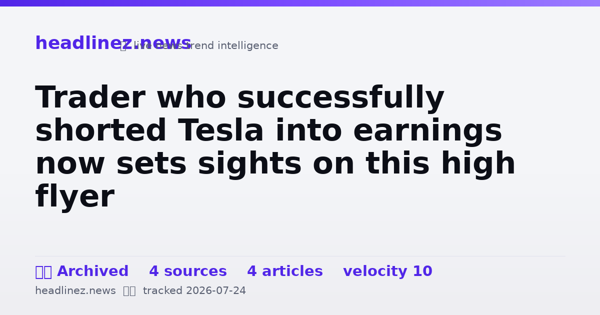 Visual summary for Trader who successfully shorted Tesla into earnings now sets sights on this high flyer