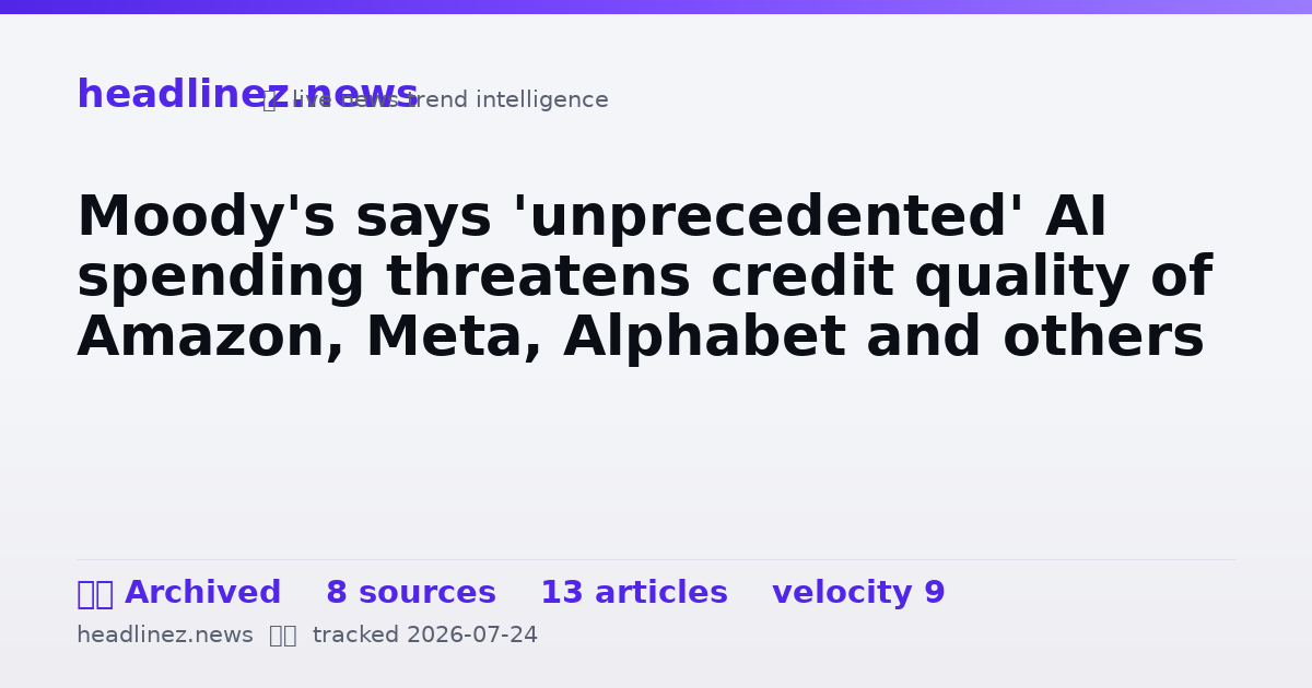 Visual summary for Moody's says 'unprecedented' AI spending threatens credit quality of Amazon, Meta, Alphabet and others