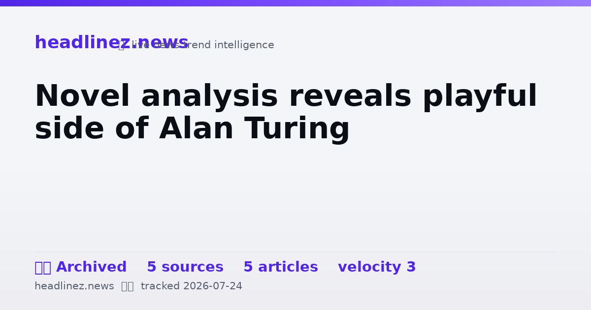 Visual summary for Novel analysis reveals playful side of Alan Turing