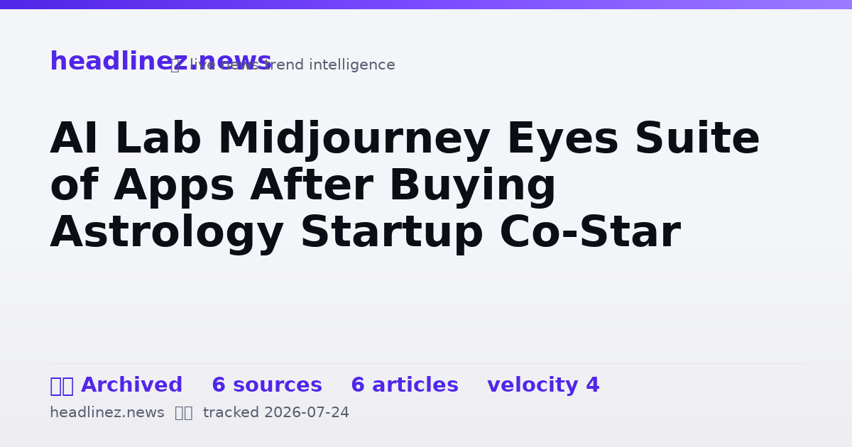 Visual summary for AI Lab Midjourney Eyes Suite of Apps After Buying Astrology Startup Co-Star