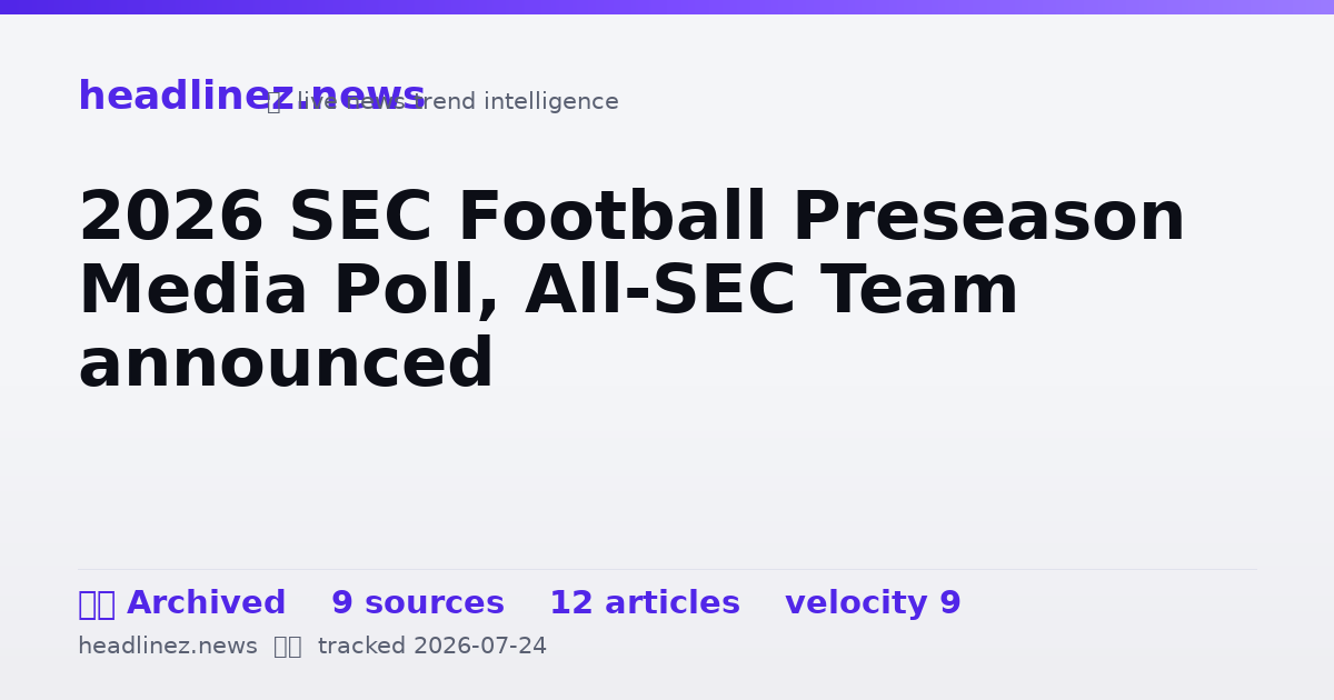 Visual summary for 2026 SEC Football Preseason Media Poll, All-SEC Team announced