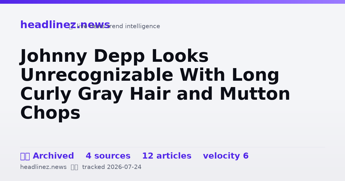 Visual summary for Johnny Depp Looks Unrecognizable With Long Curly Gray Hair and Mutton Chops