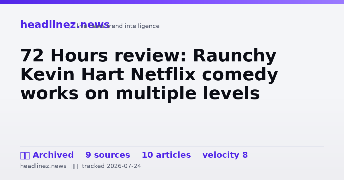 Visual summary for 72 Hours review: Raunchy Kevin Hart Netflix comedy works on multiple levels