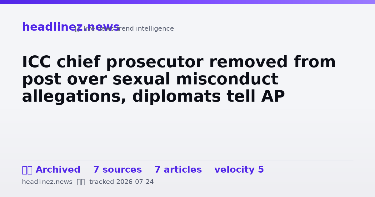 Visual summary for ICC chief prosecutor removed from post over sexual misconduct allegations, diplomats tell AP