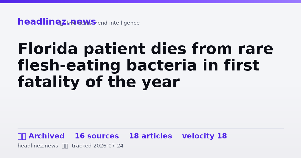 Visual summary for Florida patient dies from rare flesh-eating bacteria in first fatality of the year
