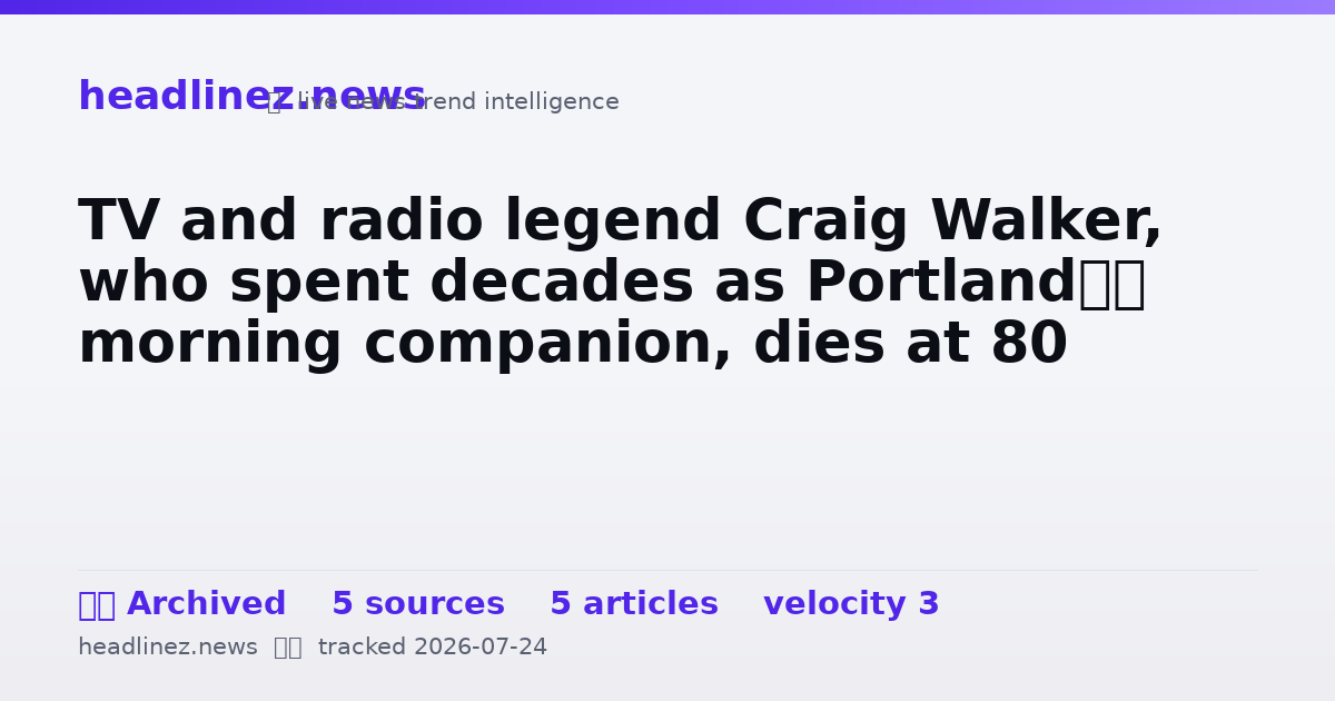 Visual summary for TV and radio legend Craig Walker, who spent decades as Portland’s morning companion, dies at 80