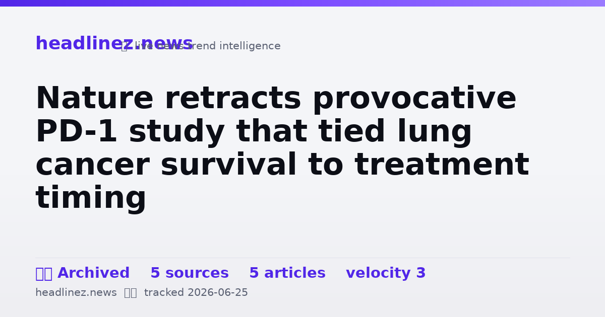 Visual summary for Nature retracts provocative PD-1 study that tied lung cancer survival to treatment timing