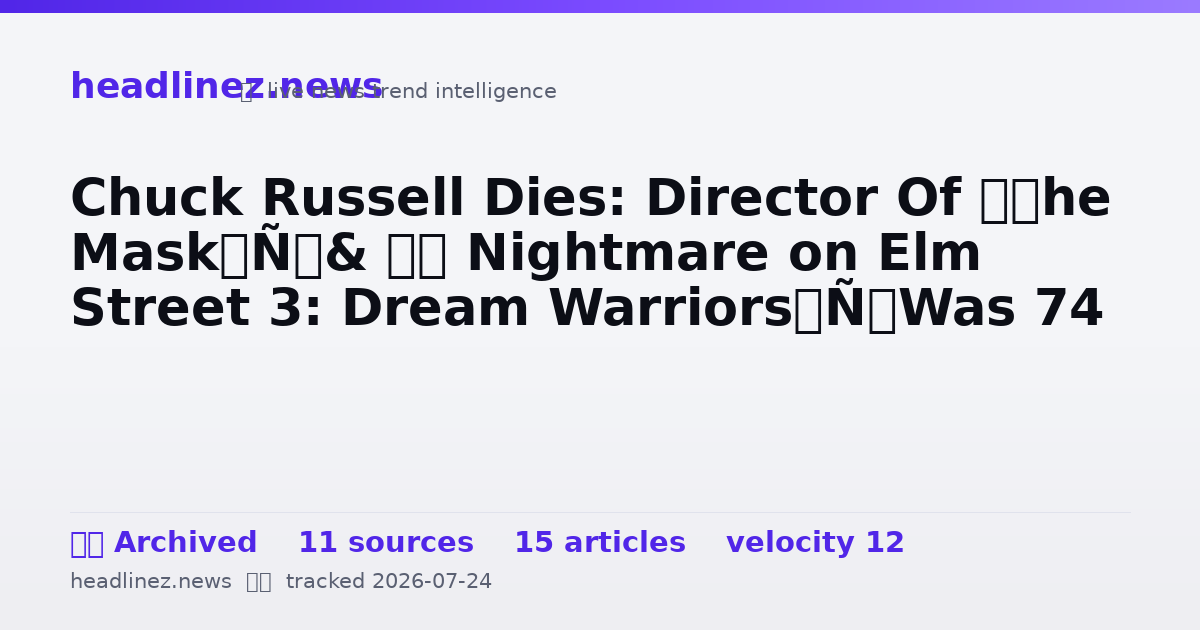 Visual summary for Chuck Russell Dies: Director Of ‘The Mask’ & ‘A Nightmare on Elm Street 3: Dream Warriors’ Was 74