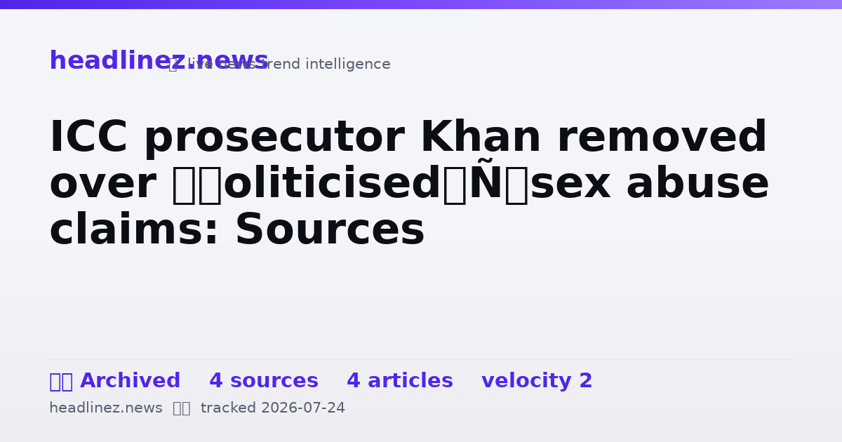 Visual summary for ICC prosecutor Khan removed over ‘politicised’ sex abuse claims: Sources