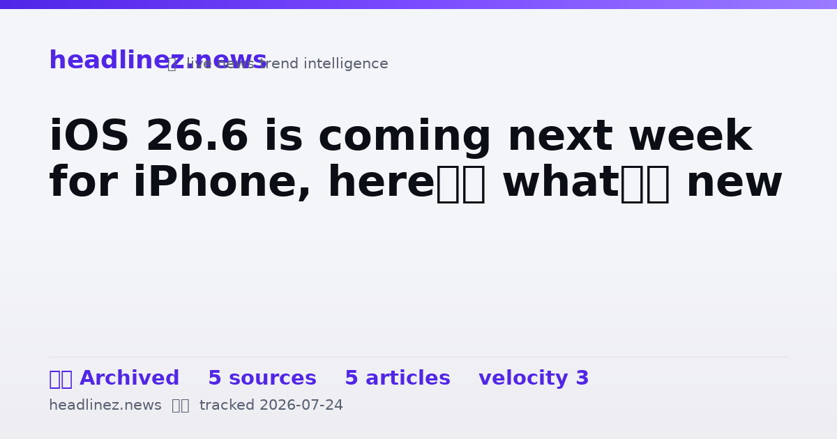 Visual summary for iOS 26.6 is coming next week for iPhone, here’s what’s new