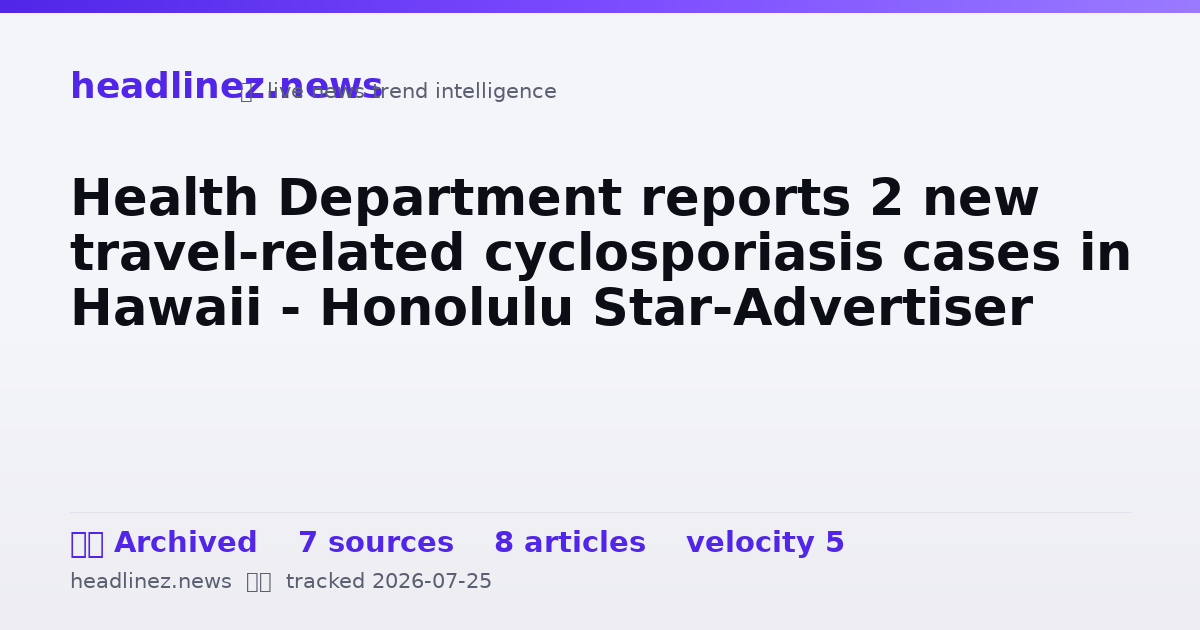 Visual summary for Health Department reports 2 new travel-related cyclosporiasis cases in Hawaii - Honolulu Star-Advertiser