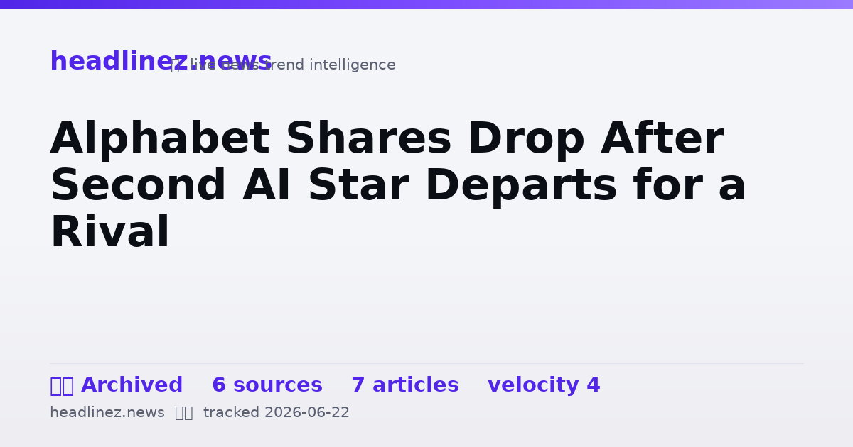 Visual summary for Alphabet Shares Drop After Second AI Star Departs for a Rival